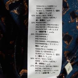 Pre Owned Gucci Navy Blue Heart Pattern Lamé Plisse Midi Skirt S
