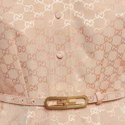 Pre Owned Gucci Pink GG Supreme Cotton Blend Belted Playsuit S