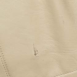 Pre Owned Gucci Beige Logo Studded Genuine Leather Belted Jacket M