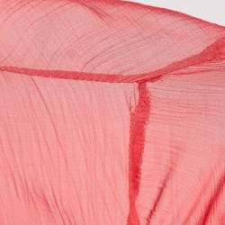 Pre Owned Gucci Pink Chiffon Ruffled Sheer Shirt M