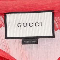 Pre Owned Gucci Pink Chiffon Ruffled Sheer Shirt M