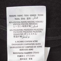 Pre Owned Gucci Black Stretch Knit Rhinestones Detail Pants S