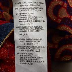 Pre Owned Gucci Blue/ Red Horsebit Pattern Lame Knit Crop Trousers M