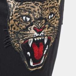 Pre Owned Gucci Black Angry Cat Applique Denim Skinny Jeans M Waist 28"