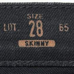Pre Owned Gucci Black Angry Cat Applique Denim Skinny Jeans M Waist 28"