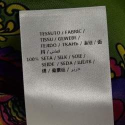 Gucci Green Printed Silk Tie-Neck Blouse M