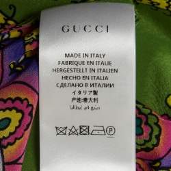 Gucci Green Printed Silk Tie-Neck Blouse M