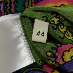 Gucci Green Printed Silk Tie-Neck Blouse M