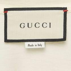 مملوكة مسبقًا Gucci Cream Mouth Print Cotton Knit Crew Neck T-Shirt S