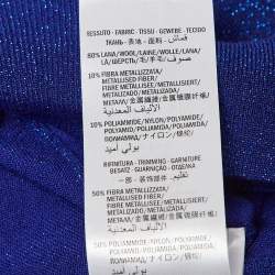 Gucci Blue GG Intarsia Lame Knit Zip Front Jacket L