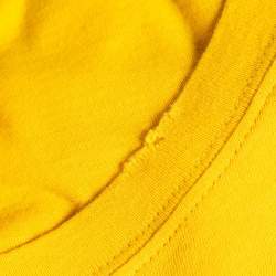 Pre Owned Gucci Yellow Logo Print Coco Capitan Cotton Distressed T-Shirt M