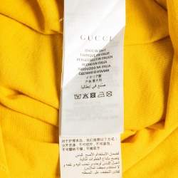 Pre Owned Gucci Yellow Logo Print Coco Capitan Cotton Distressed T-Shirt M