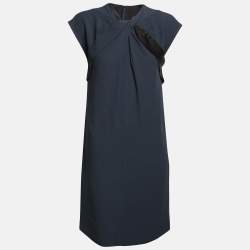 Pre Owned Gucci Navy Blue Crepe Twist Detail Sleeveless Mini Dress S