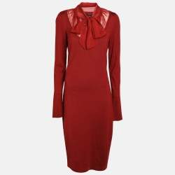 Gucci Burgundy Silk & Wool Knit Midi Dress L