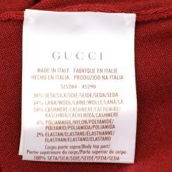 Gucci Burgundy Silk & Wool Knit Midi Dress L