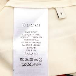 Gucci Cream Stretch Jersey Web Trim Detail Shift Dress S