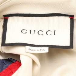 Gucci Cream Stretch Jersey Web Trim Detail Shift Dress S