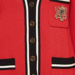 Gucci Red Embellished Pocket Wool Sable Military Jacket M