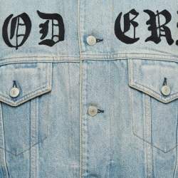 Pre Owned Gucci Blue Denim Embroidered Denim Jacket M