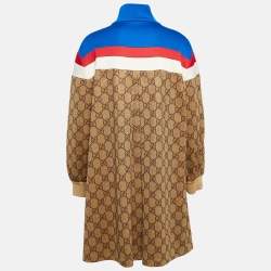Pre Owned Gucci Brown Monogram Print Jersey Color Block Oversized T-Shirt XXL