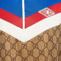 Pre Owned Gucci Brown Monogram Print Jersey Color Block Oversized T-Shirt XXL