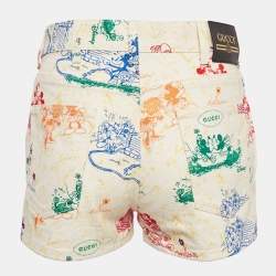 Pre Owned Gucci X Disney White Mickey Print Denim Shorts S