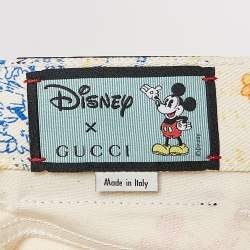 Pre Owned Gucci X Disney White Mickey Print Denim Shorts S
