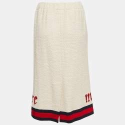 مملوكة مسبقًا Gucci Cream Tweed Modern Future Embroidered Pencil Skirt M