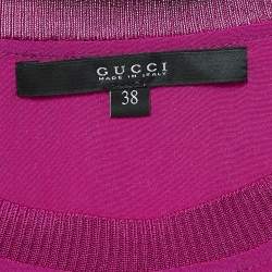 Pre Owned Gucci Magenta Pink Silk Open Back T-Shirt S