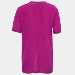 Pre Owned Gucci Magenta Pink Silk Open Back T-Shirt S