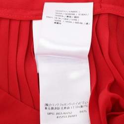Pre Owned Gucci Red Pleated Silk Midi Skirt M