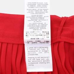 Pre Owned Gucci Red Pleated Silk Midi Skirt M