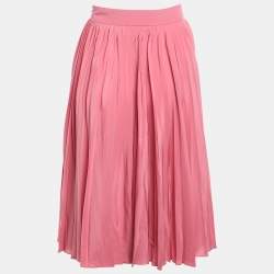 Gucci Pink Pleated Silk Midi Skirt M
