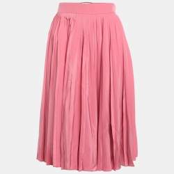 Gucci Pink Pleated Silk Midi Skirt M