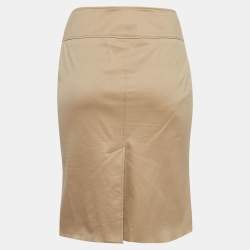 Pre Owned Gucci Brown Cotton GG Badge Detail Knee-Length Skirt M