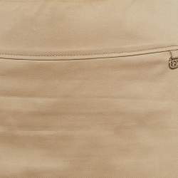 Pre Owned Gucci Brown Cotton GG Badge Detail Knee-Length Skirt M