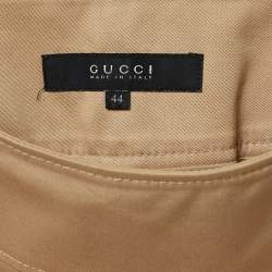 Pre Owned Gucci Brown Cotton GG Badge Detail Knee-Length Skirt M