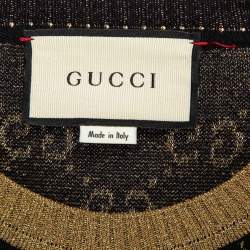 Gucci Navy Blue Zima Lurex Knit Top M