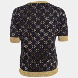 Gucci Navy Blue Zima Lurex Knit Top M