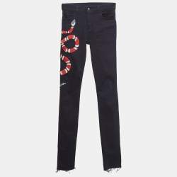 Gucci Black Snake Applique Denim Skinny Fit Jeans S Waist 26 Gucci TLC