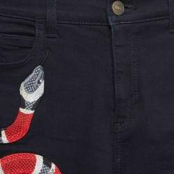 Gucci Black Snake Applique Denim Skinny Fit Jeans S Waist 26"