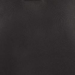 Pre Owned Gucci Black Mesh Insert Rib Knit Short Sleeve Top S