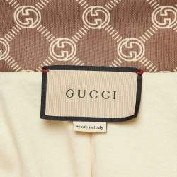 Pre Owned Gucci Olive Green GG Interlocking Print Jersey Cropped Jacket S