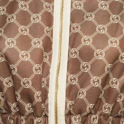 Pre Owned Gucci Olive Green GG Interlocking Print Jersey Cropped Jacket S