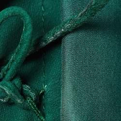 Pre Owned Gucci Green Leather Pleated Crop Leather Jacket M