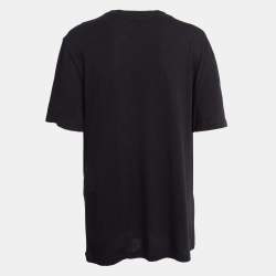 Pre Owned Gucci Black Logo Print Jersey Distressed T-Shirt M