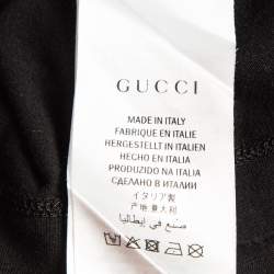 Pre Owned Gucci Black Logo Print Jersey Distressed T-Shirt M