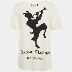 Gucci Cream Chateau Marmont Print Jersey T-Shirt S