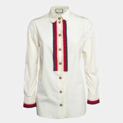 Gucci Off-White Cotton Ruffled Shirt M