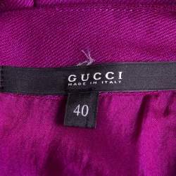 Pre Owned Gucci Pink Leather Buckle Trim Gabardine Draped Short Dress S